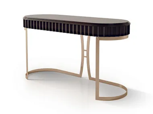 7014 - Oval wooden console table and metal base _ Carpanese Home